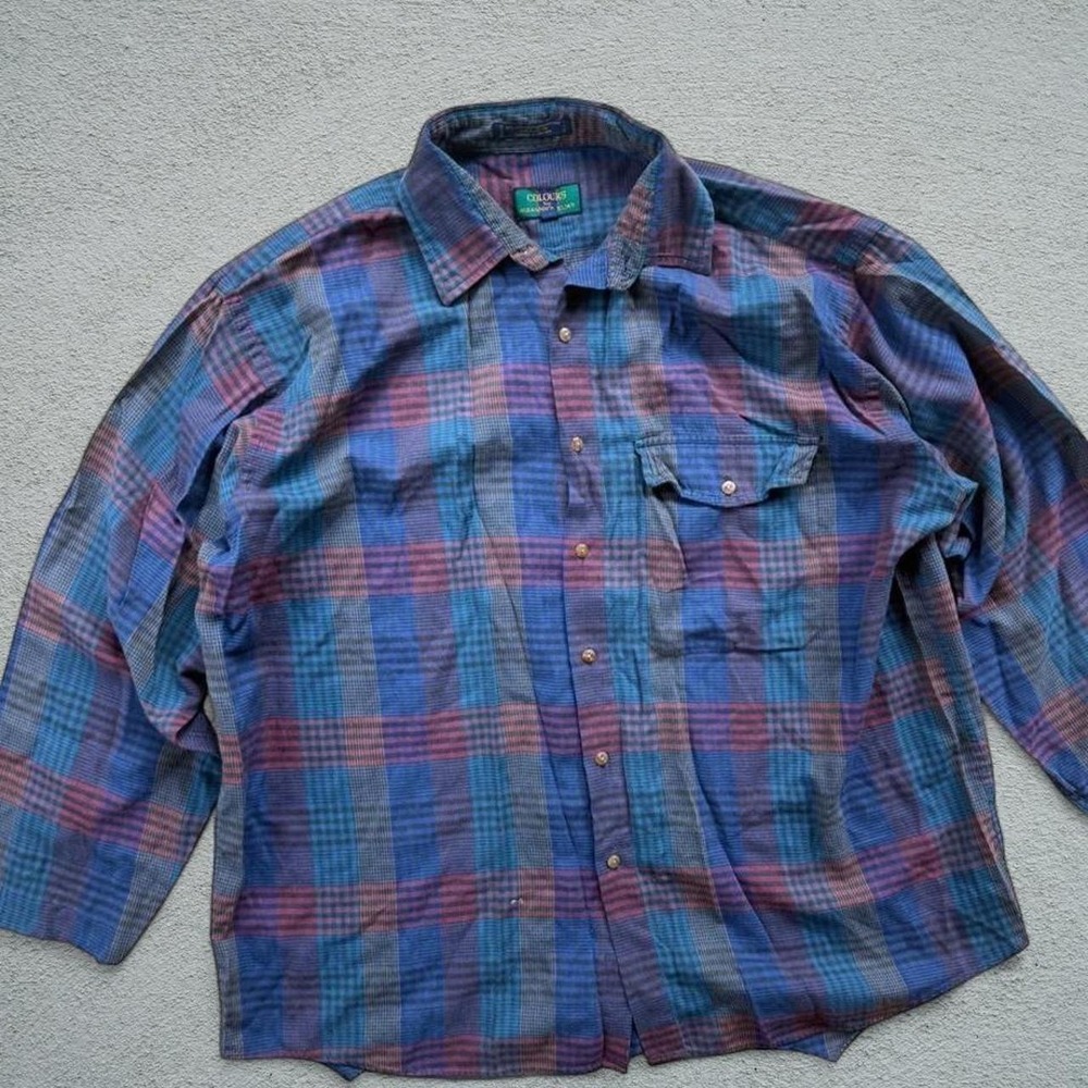 Colours by Alexander Julian 90s Plaid Button-Up Shirt Blue Red Green M